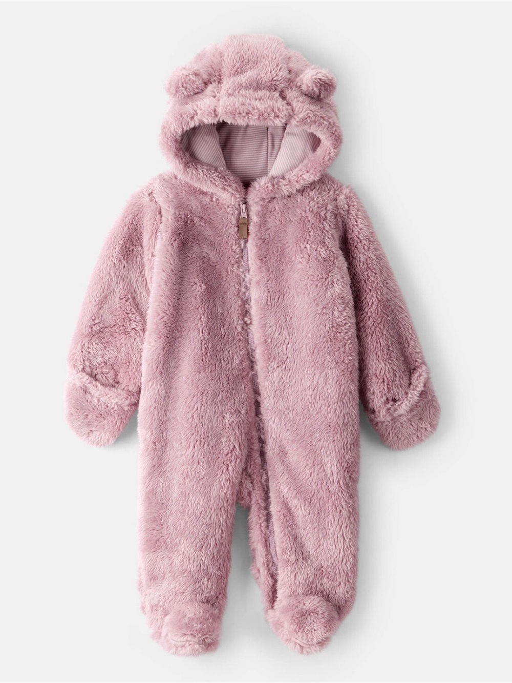 Carter's Sherpa Blush Pink Long Sleeve Hooded Jumpsuit
